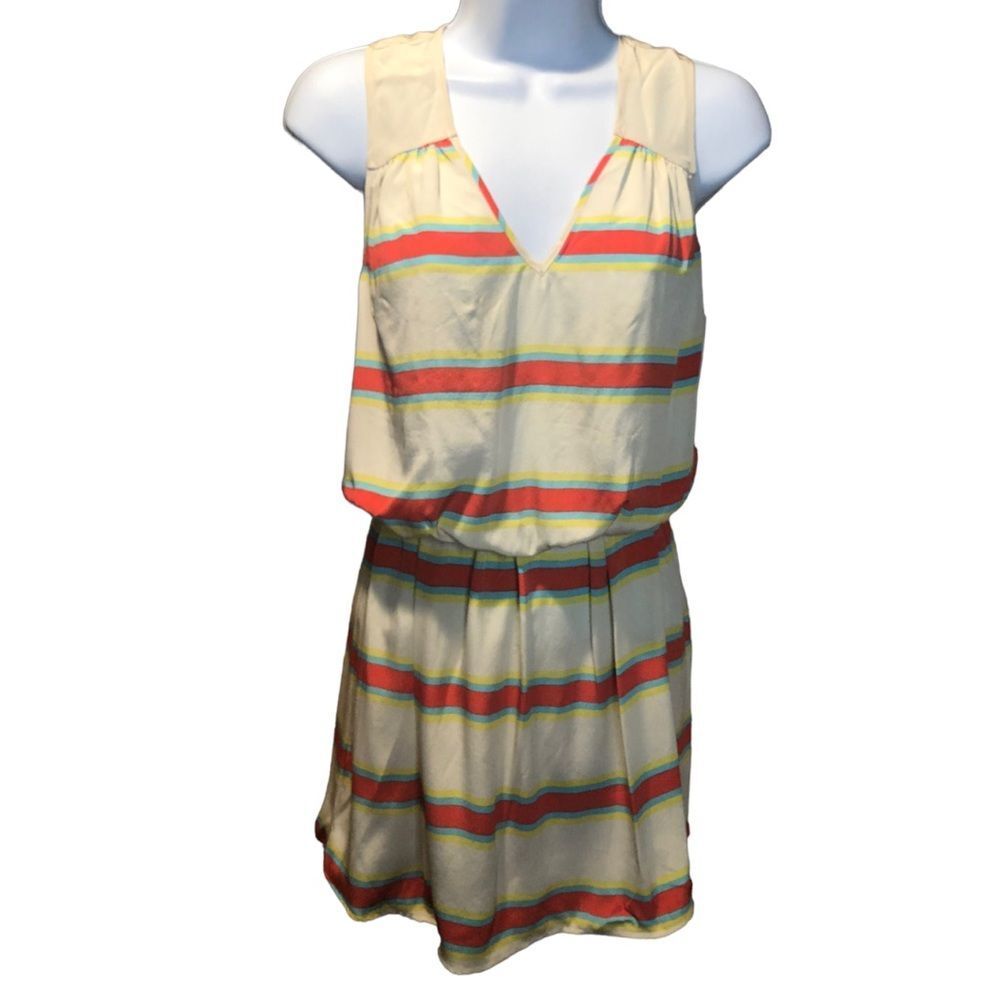 Madison Marcus 100% Silk Striped Dress size Small, Casual Mini Dress